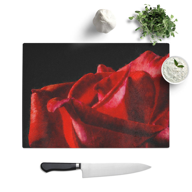 Rose Flower Vol.1 Painting Chopping Board, 0.4cm H x 28.5cm W x 39cm L