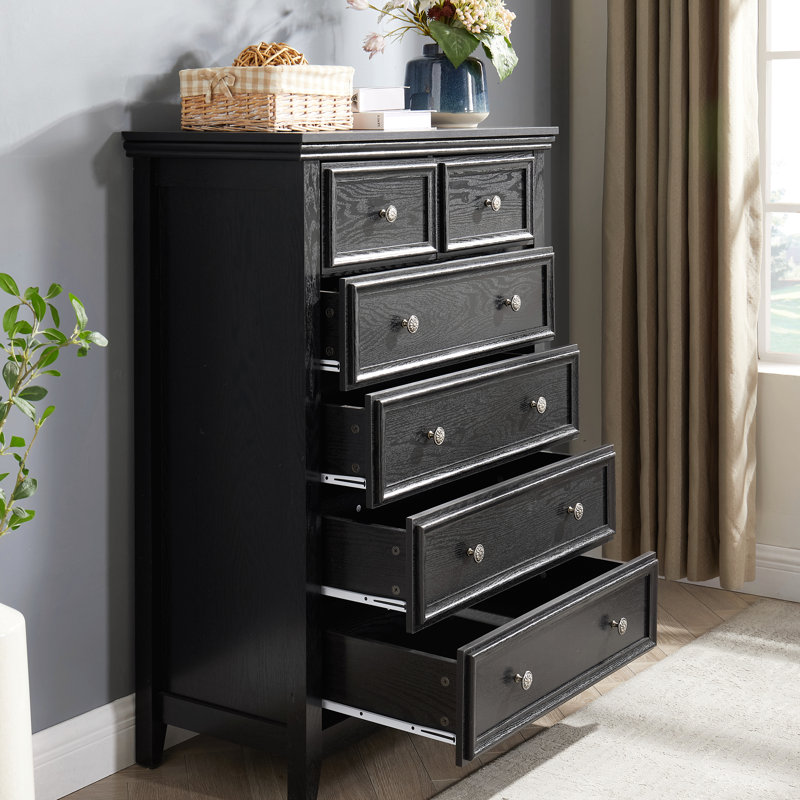 Commode 5 tiroirs Rajene, Noir