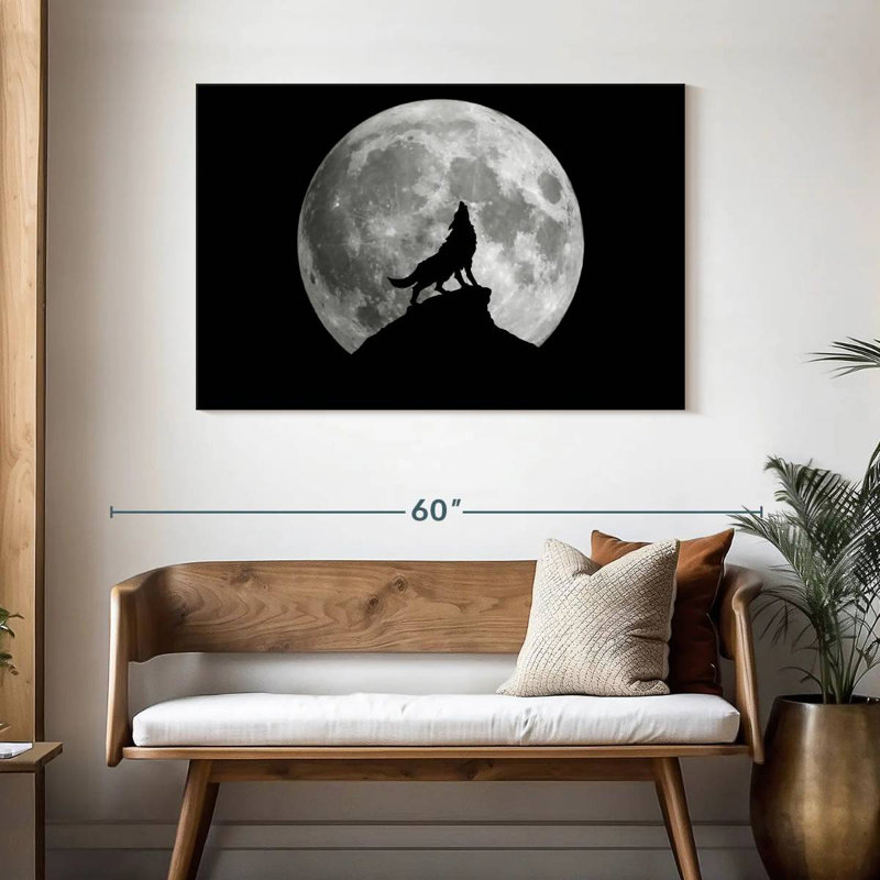 Lune et loup, H 30 po x l 45 po