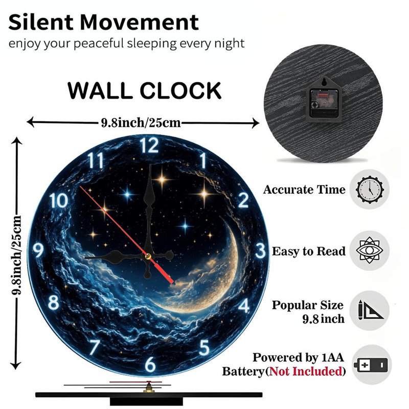 Clock Face With Moon And Stars