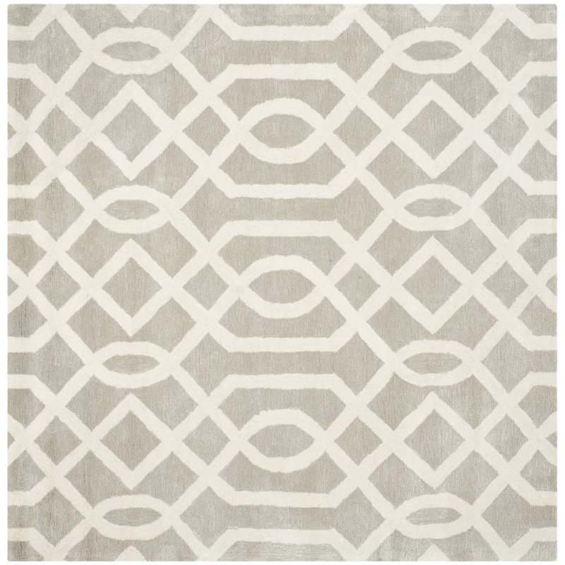 Tapis beige touffeté à la main Deedre, Carré 6 pi