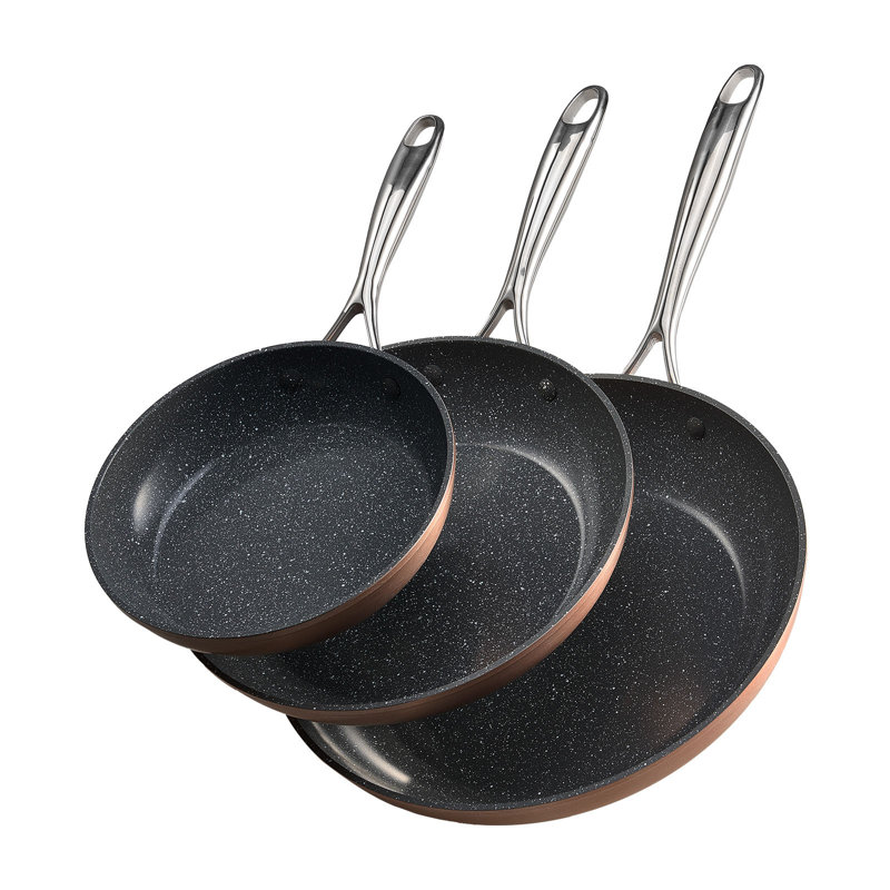 3 Piece Frying Pan Aluminum Skillet Set
