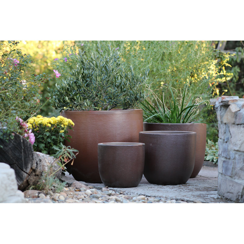 Pots en forme de coquille d'œuf - (Argile) Grands pots en terre cuite, lot de 4 - Intérieur/Extérieur, Ensemble de 4