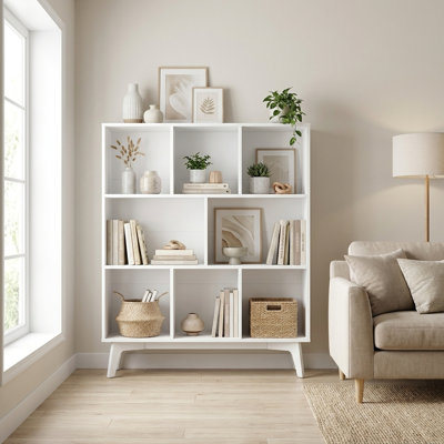 Modern 8-Cube 3-Tier Open Bookshelf