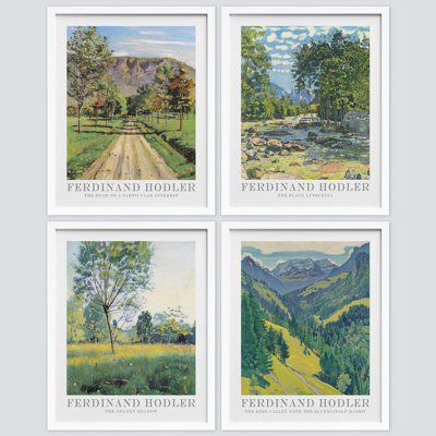 «Spring Summer Pastel Country Fields Nature», reproduction encadrée sur papier, 4 pièces