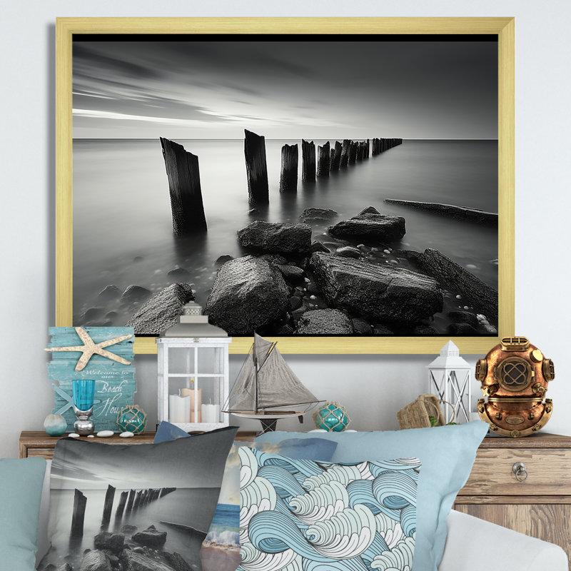 Reiner - impressions sur toile de bateau, Cadre doré simple, H 16 po x l 32 po x P 1 po
