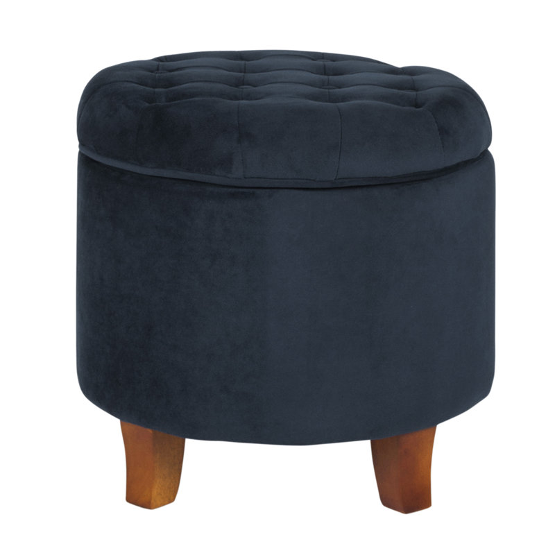 Pittsburgh Cambridge Tufted Round Storage Ottoman, Bella Ink Blue
