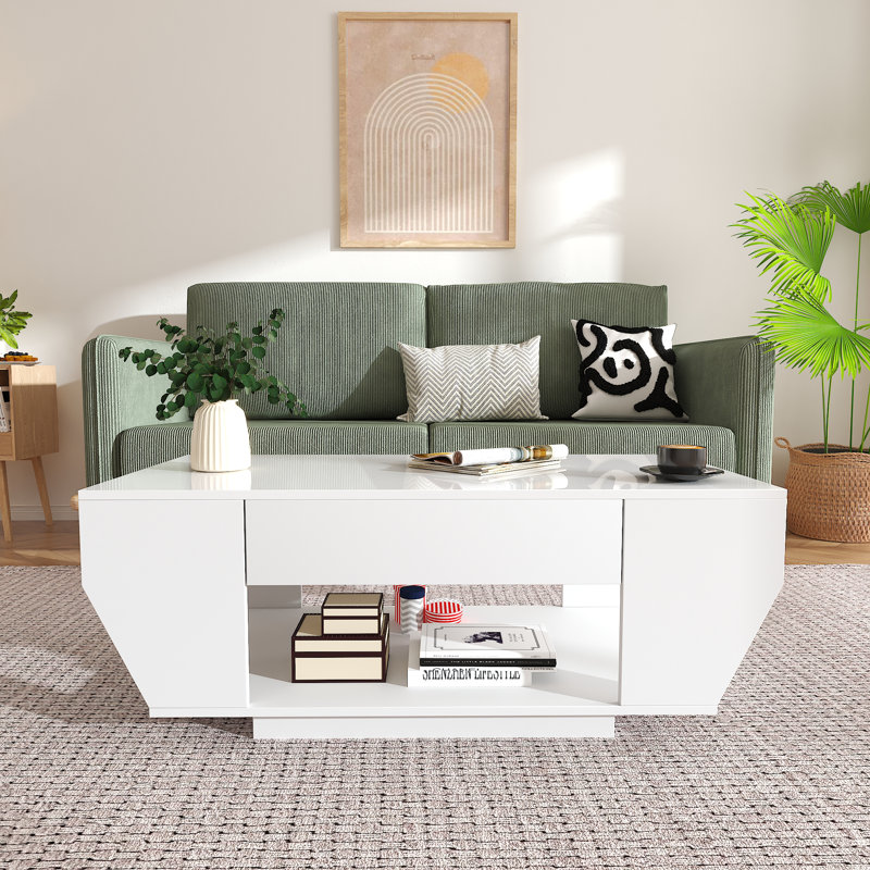 Table basse à DEL en forme de bateau, Blanc