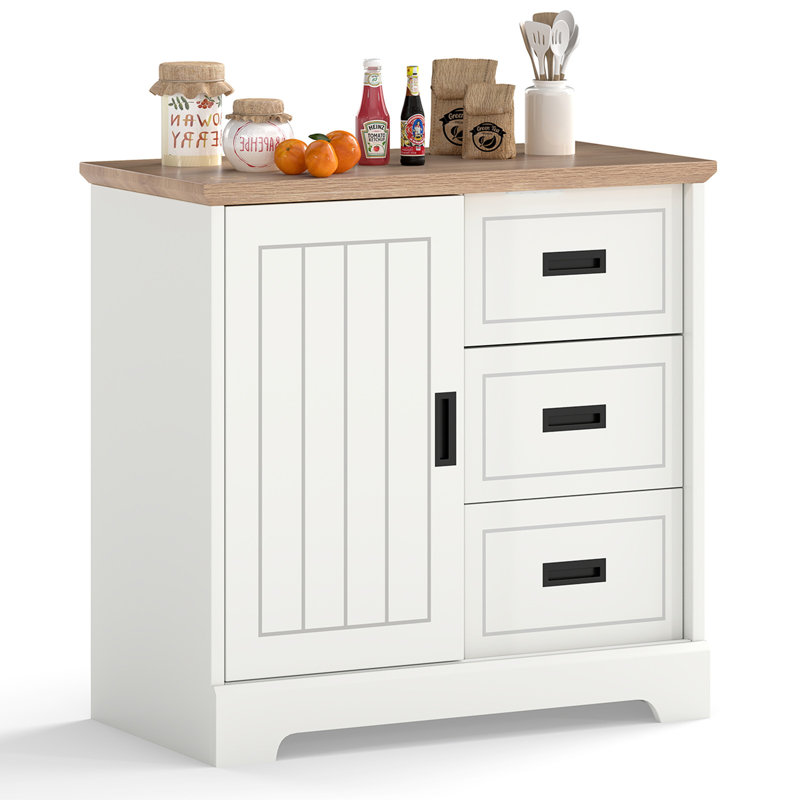 80cm Sideboard, Natural/White