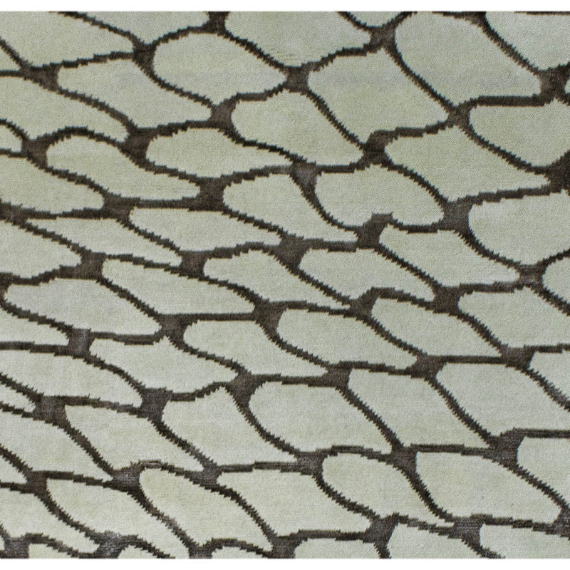Hand Knotted Area Rug in Ivory And Fawn, Rectangle 8' x 10'