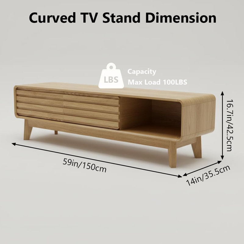 TV Stand for Living Room, Mid Century Modern for 55/60/65 inch TV, Farmhouse TV Stand, Entertainment Center with Storage, TV and Media Console for Living Room