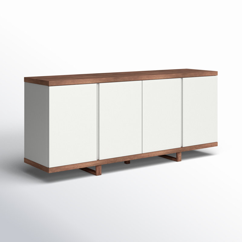 Modern Brazilian 71'' W Solid Wood Sideboard, Nogal/Off White