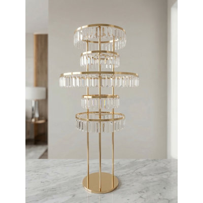 4ft Tall Gold Tabletop Arch Centerpiece | 5-Tier Ring Wedding Flower Stand | Luxury Floral Table Bridge | Grand Reception Decor Stand