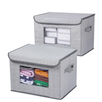 2-Pack Collapsible Fabric Storage Bins with Lids & Handles