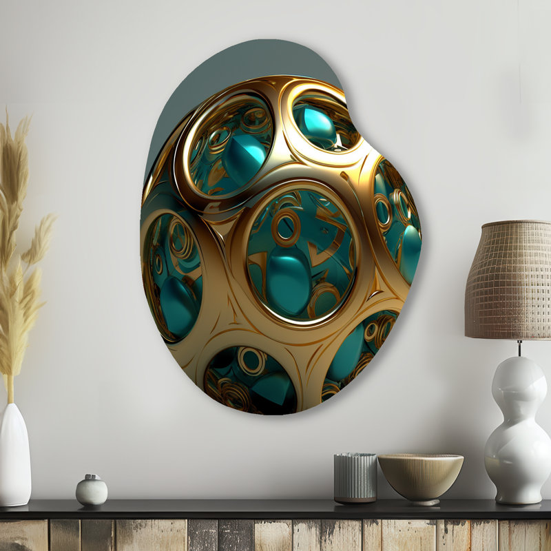 Lomanto - Art mural abstrait en forme de poire fractale en métal asymétrique, H 38 po x l 28 po