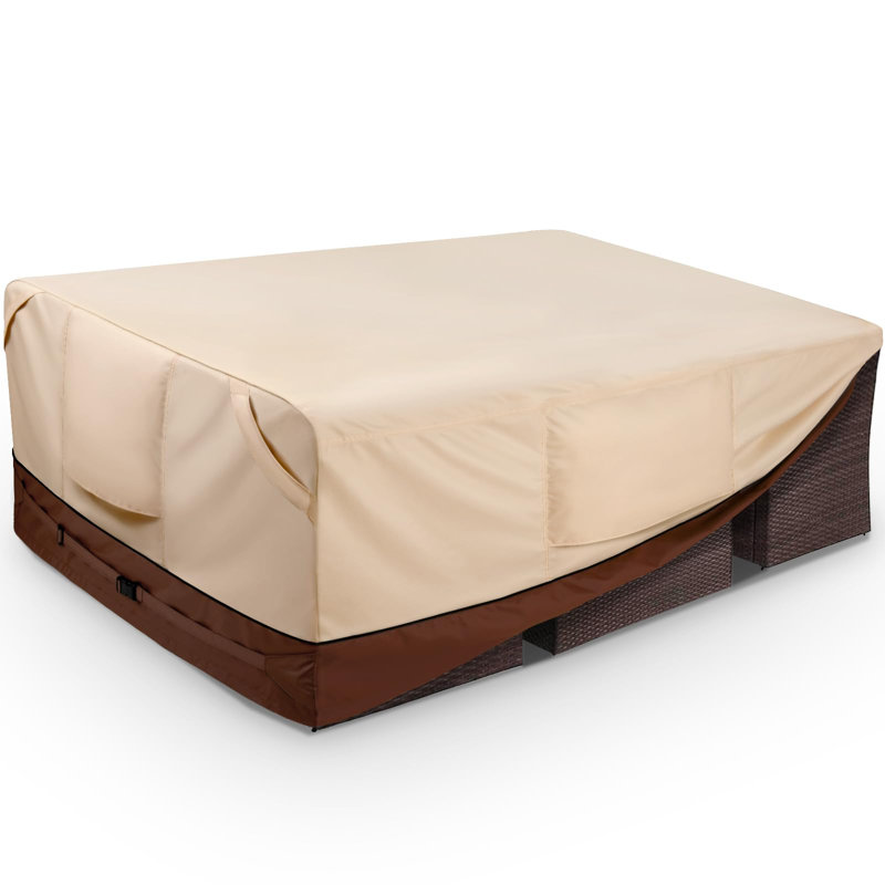 Beige and Brown Waterproof Oxford Patio Furniture Cover