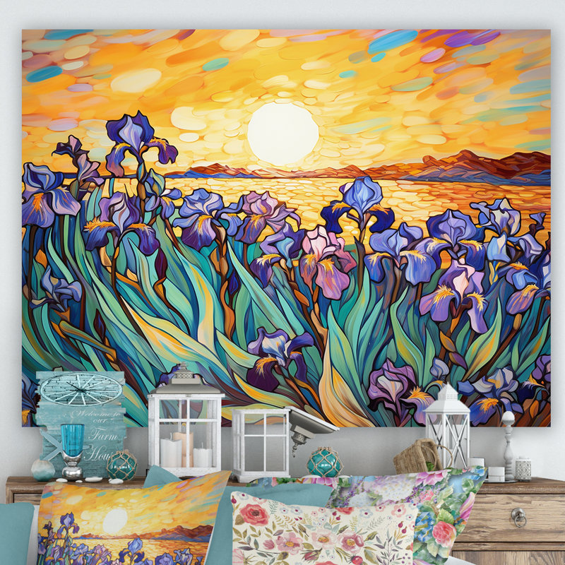 Éclat d'iris bleu au bord du lac II - reproduction, Toile tendue, H 24 po x l 32 po x P 1 po