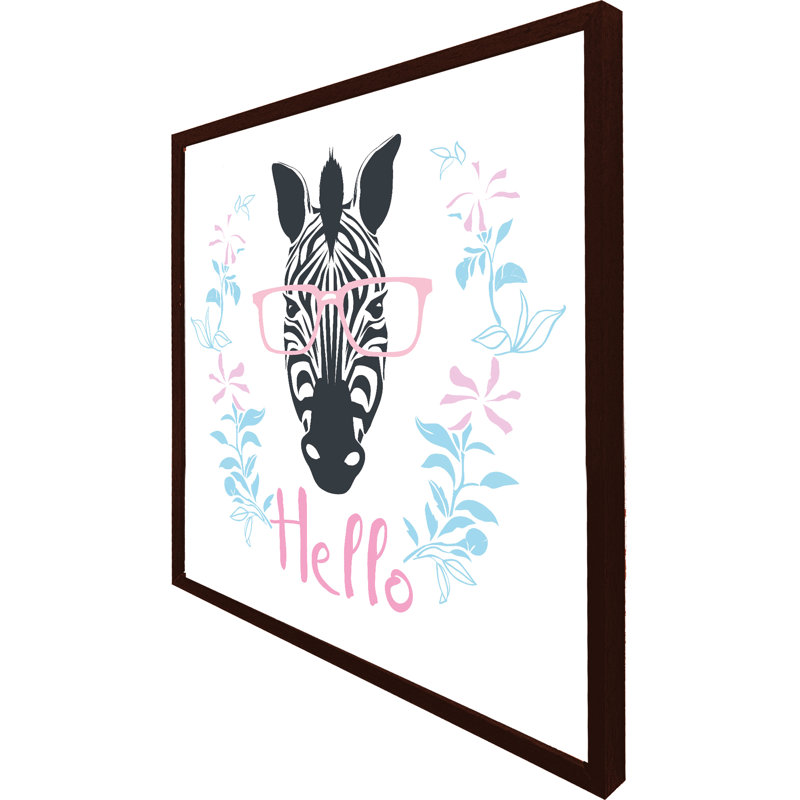 Biaggio Hello Zebra 1 Piece Single Picture Frame Wall Art, 61cm H x 61cm W x 4cm D, Brown Framed
