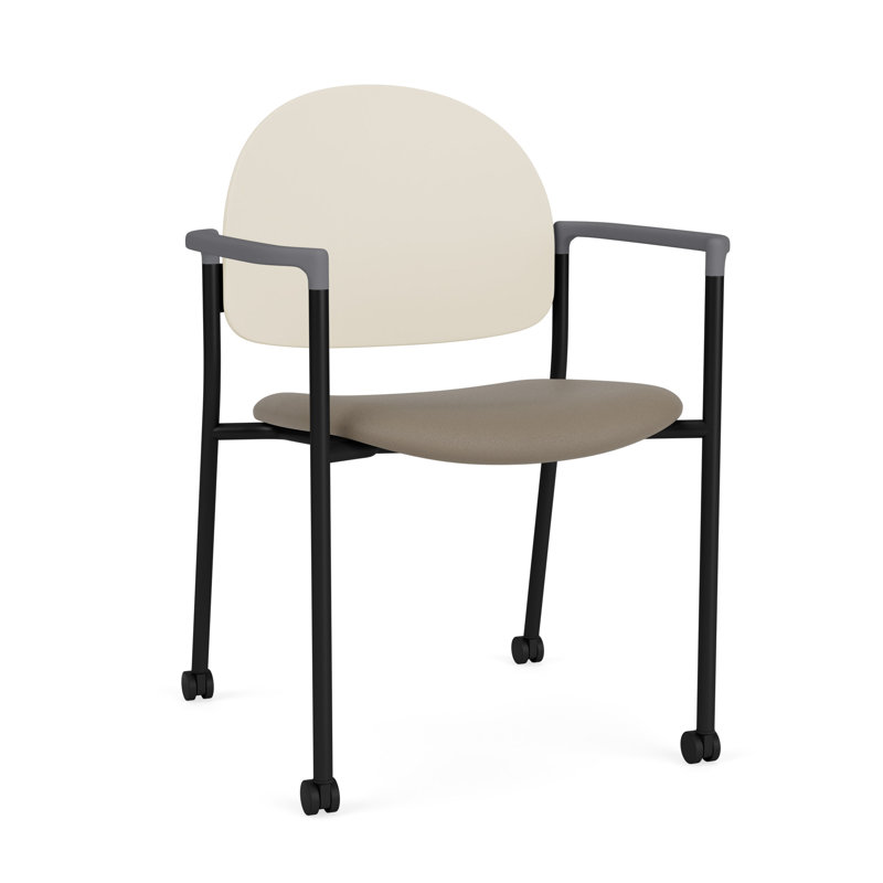 Chaise d'invité à chat avec roulettes, Noir, Modena Farro / Sand Beige Poly