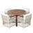 5-Piece Patio Extendable Wooden Dining Table Set with 4 PE Wicker Chairs
