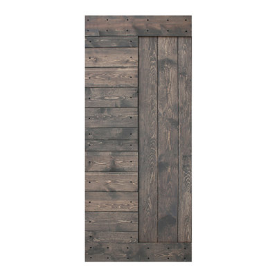 Porte de grange en bois peint à panneaux L Series sans trousse de quincaillerie d'installation