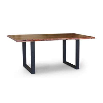 Pols Acacia Solid Wood Top Metal Base Dining Table
