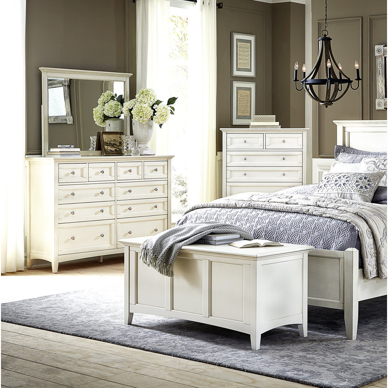 Melusina 10-drawer 60-inch Solid Wood Double Dresser, Off-White