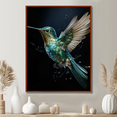 Woodleigh Teal Black Hummingbird Aérien Grace - Art mural colibri