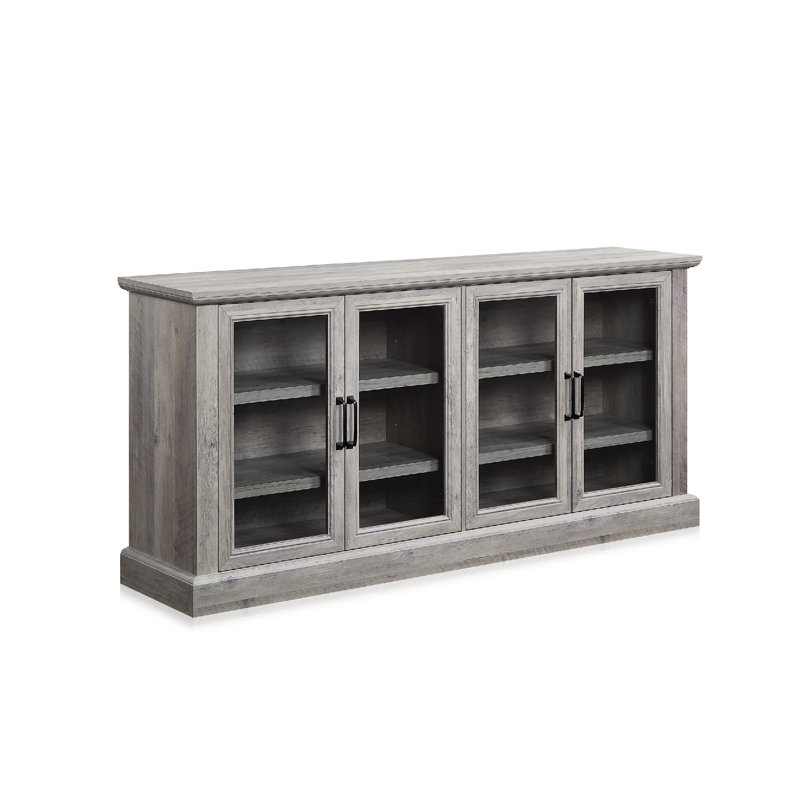 Manufactured Wood Sideboard with Adjustable Shelves, Gray Wash