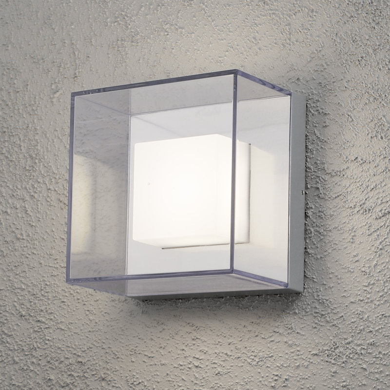 Gus Silver Integrated LED Outdoor Sconce, 21 cm H x 21 cm W x 14 cm D