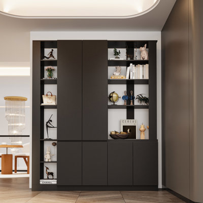 Wavy-Shaped Bookshelf with 5-Tier Shelves, Standing Display Book Shelves, Book Case Shelf Wood Open Bookcase for Home Office Living Room 30cm D x 91cm W x160cm H
