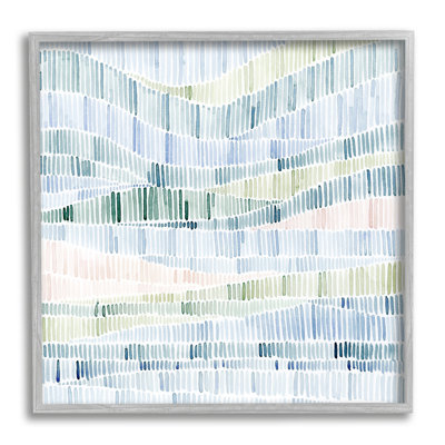 «Abstract Layered Waves Striped Blue Green Beige» par - impression
