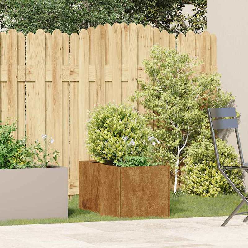 vidaXL Planter Rusty Weathering steel Large Decorative Inlays Planter, 15.7" H x 15.7" W x 31.5" D