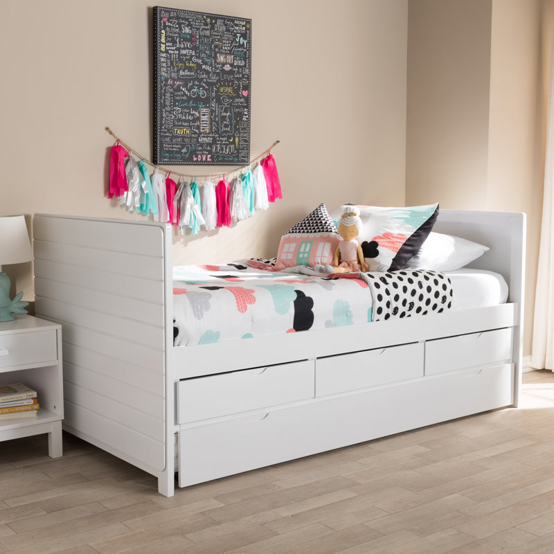 Lit de jour simple avec couchette Keighly, Blanc