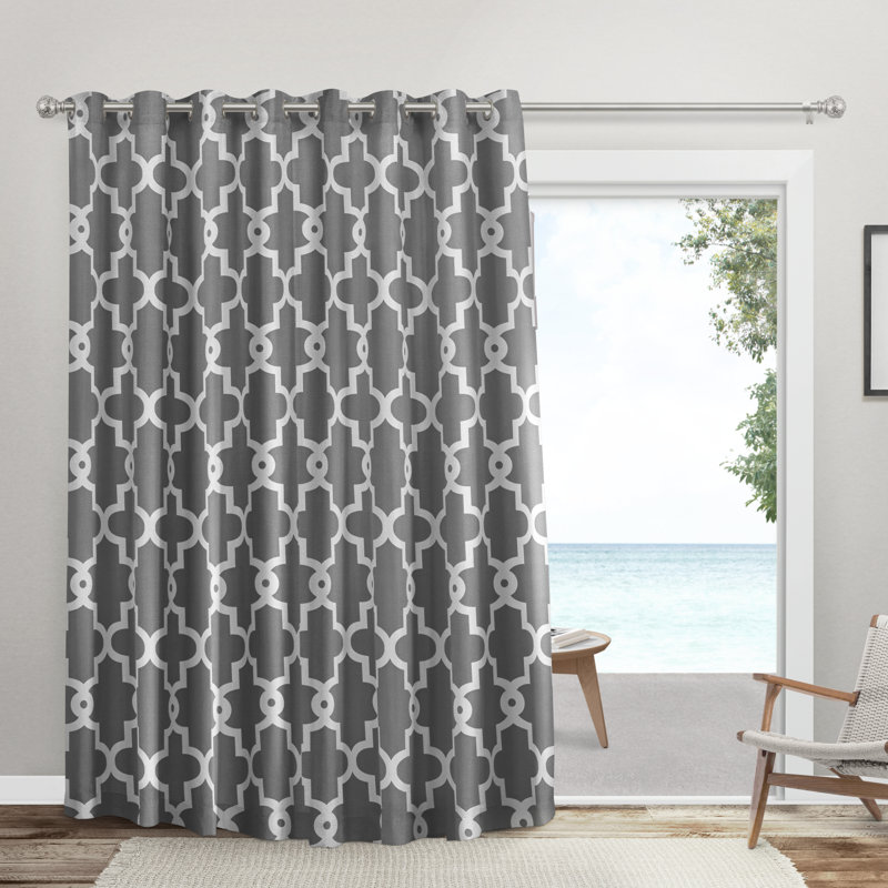 Ironwork Room Darkening Curtain Single Panel, Gray
