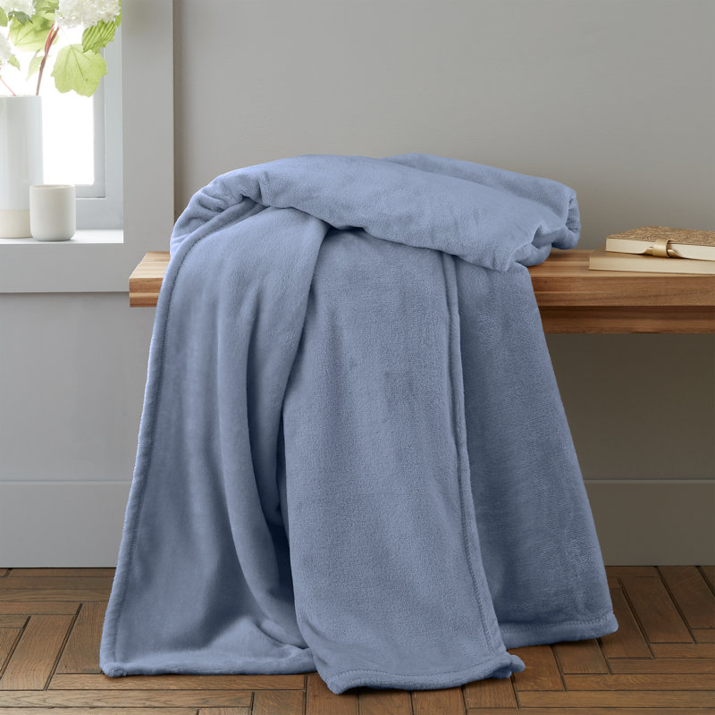 Raschel Velvet Touch Blanket Throw, Light Blue, 130cm W x170cm D