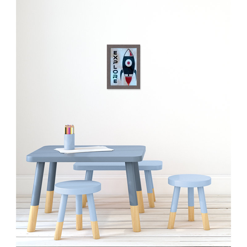 Explorer l’espace, 14" H x 10" W x 0.63" D, Encadrement fil du bois gris