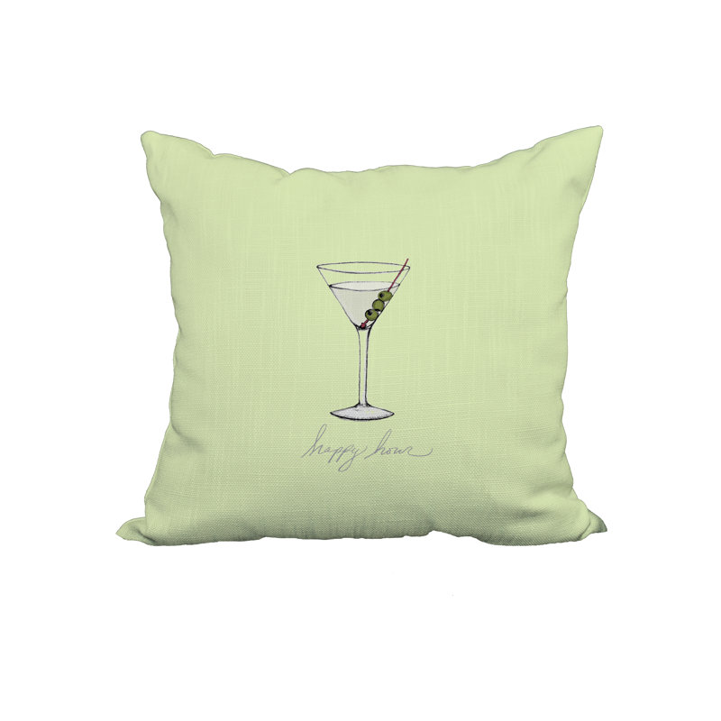Housse et insert de coussin en coton Martini Happy Hour, 18 po x 18 po, Vert clair
