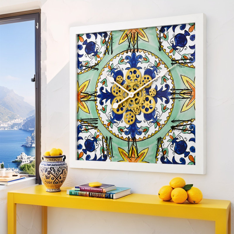 Horloge murale en bois massif, Bleu marine
