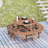 12-Person Round Solid Wood Picnic Table with Umbrella Hole 