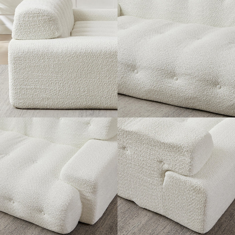 Canapé capitonné 87,4 po à 3 places en chenille capitonnée à boutons 3 places avec accoudoirs carrés, aucun assemblage requis, conception entièrement compressée pour le salon moderne