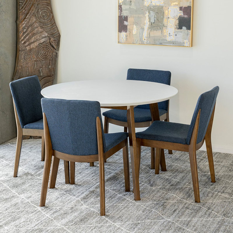 Ailston 4 - Person Solid Wood Top Four Leg Dining Set, Blue