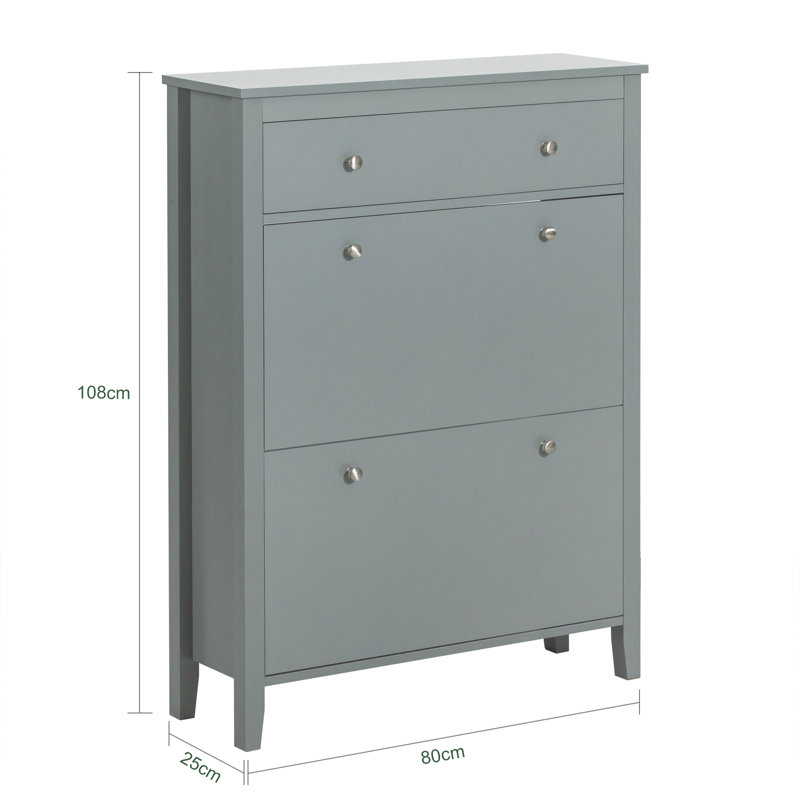 12 Pair Shoe Storage Cabinet, Heather Grey