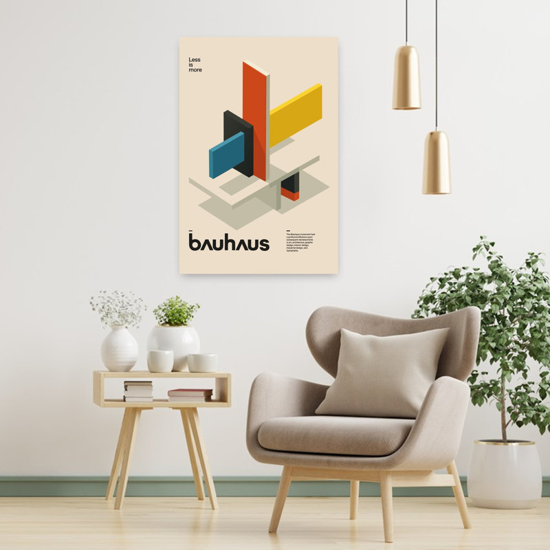 Geometric Shapes Bauhaus Abstract Geometric Minimalist Architecture Wall Art Print 1 Piece Wrapped Canvas Wall Art