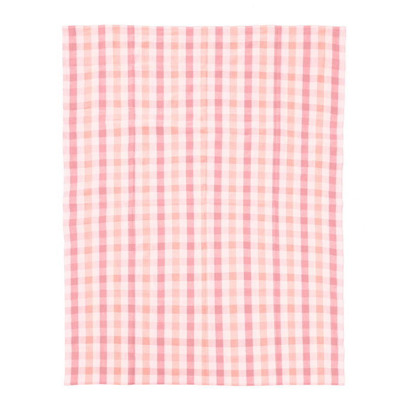 --- Rectangular Tartan Tablecloth, Coral