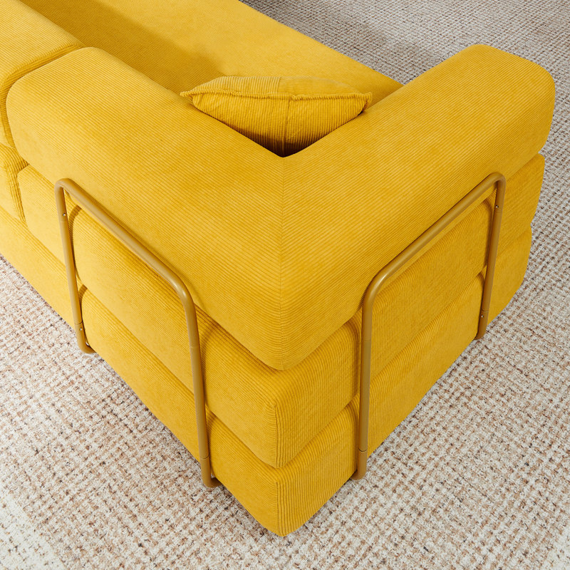Canapé modulaire de 108 po avec méridienne en forme de L, méridienne désossée à assise profonde, canapés à compression en éponge sans assemblage requis, canapé-lit pliant moderne avec dossier amovible