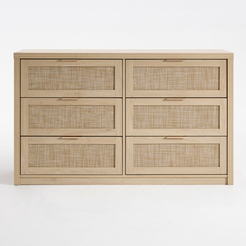Commode à 6 tiroirs l 52,7 po Dearbhaile, Chêne clair