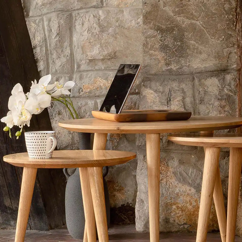 Damaris Solid Wood Three Leg Coffee Table