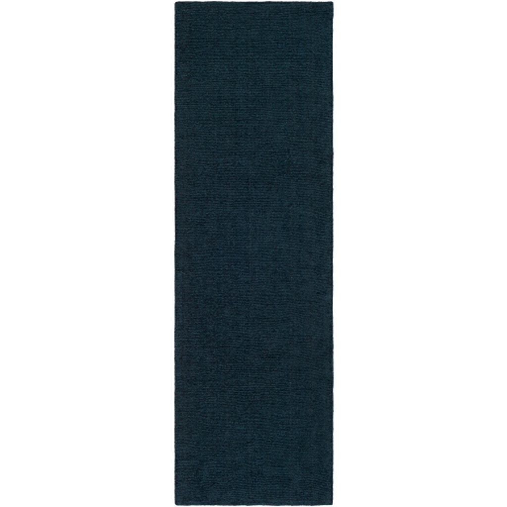 Crowe Dark Blue Hand-Woven Wool Rug, Runner 2'6" x 8'