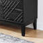 Buffet 60,5 po avec rangement, buffet de style maison de campagne cannelée avec motif géométrique et tablettes réglables, meuble télé de style Mid-Century pour le salon, la cuisine, le vestibule, la salle à manger, noir